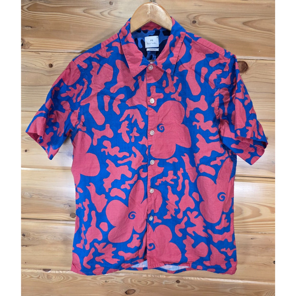 Paul Smith Floral Short Sleeve Button Shirt Men Medium Casual Fit MSRP 195$ - Picture 1 of 8
